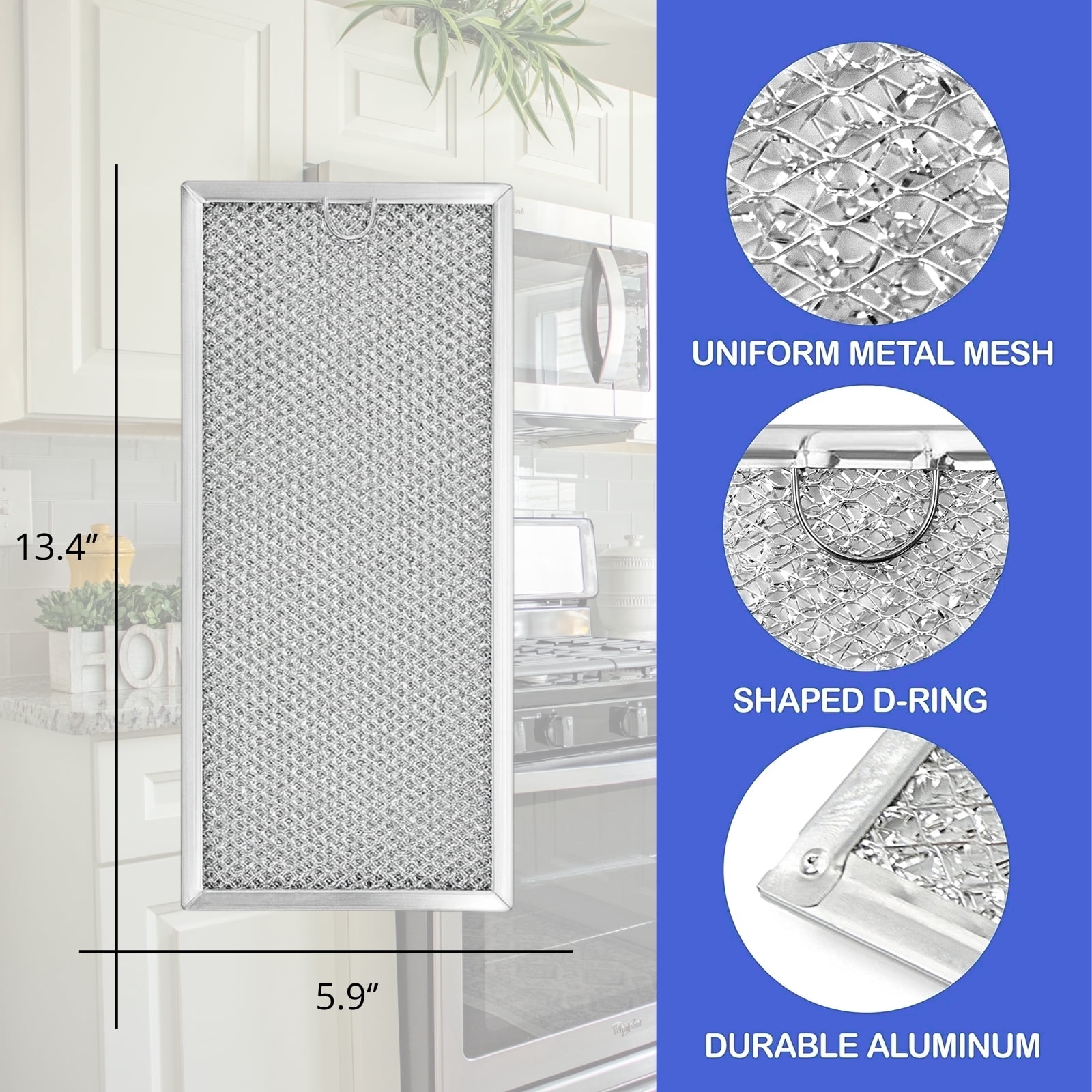 Grease Filter for GE Microwave Range Hood WB06X10596, 8 Filters