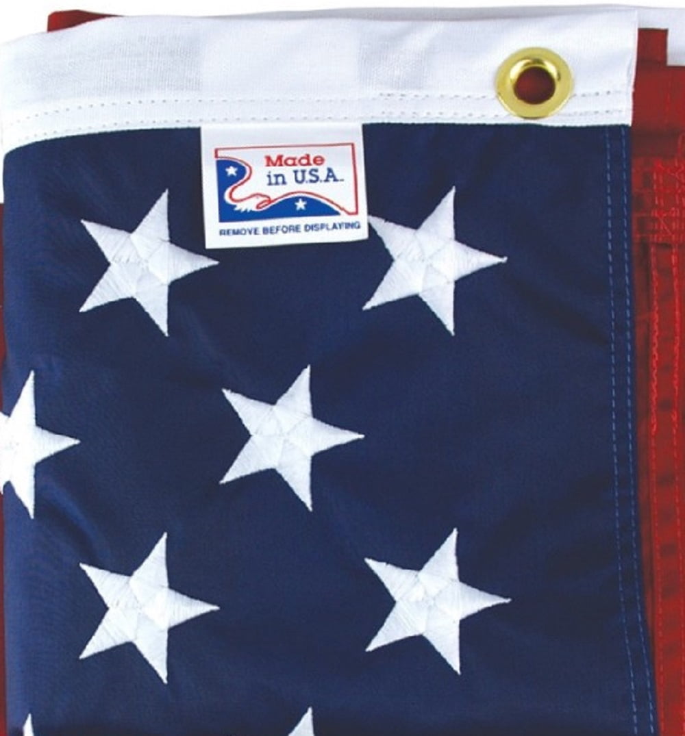 Made in USA 3x5 Foot Outdoor Nylon American Flag With Imported 6' Spinner Flagpole For Home Or Business