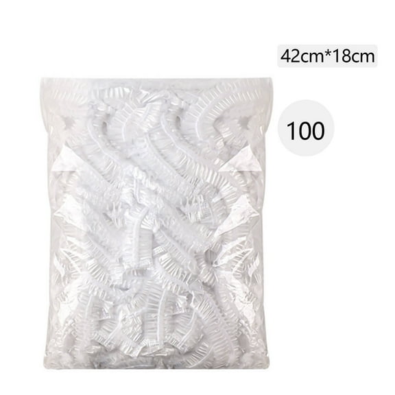 TELOLY 100Pcs Disposable Shower Caps Good Ductility Shower Caps Water Proof Shower Cap for Women,White,16.54*7.09in