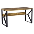 thumbnail image 1 of HOMCOM 55 Inches Computer Writing Desk, Home Office Workstation with K-Shaped Steel Leg and Storage Shelf for Living Room, Study, Brown and Black, 1 of 9