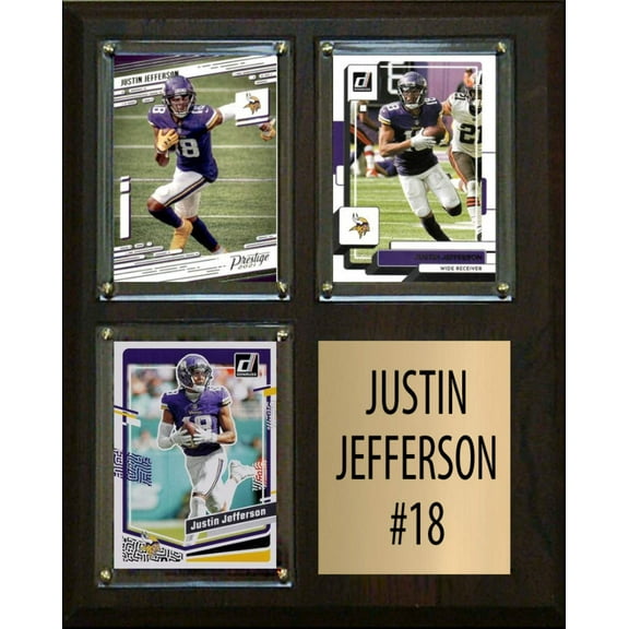 Justin Jefferson 18 3 Card Plaque Donruss Fleer Topps 2023 2024