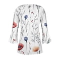thumbnail image 4 of CYMMPU Spring Tops Button V Neck Flare Sleeve Fall Trendy Shirts Floral Pattern Loose Fit Tunic Tops Boho Blouses for Women Dressy Casual 3/4 Sleeve Pleated Dressy T-Shirts Multicolor S, 4 of 5