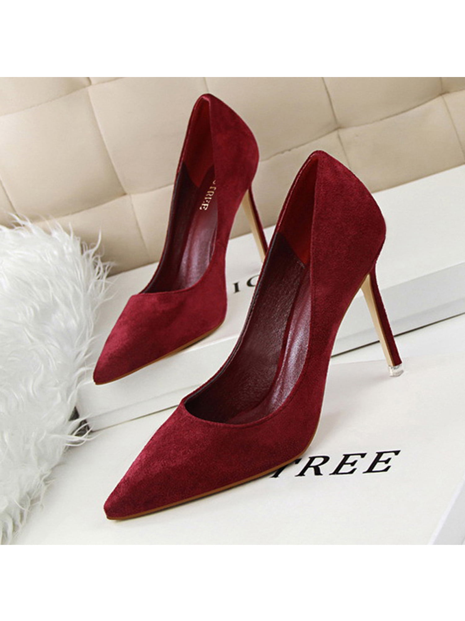 8cm10cm High Heels Red Wedding Shoes Suede Pointed Toe Dress Classic Pumps  Luxury Women Shoes Stiletto Heels Slip-on Party Shoes - Pumps - AliExpress