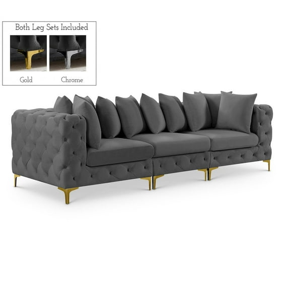Meridian Furniture Tremblay Grey Velvet Modular Sofa