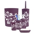 thumbnail image 2 of Bathroom Accessories Set Complete, Toilet Brush and Holder, Trash Can, Toothbrush Holder, Purple, 7 Pieces, 2 of 7