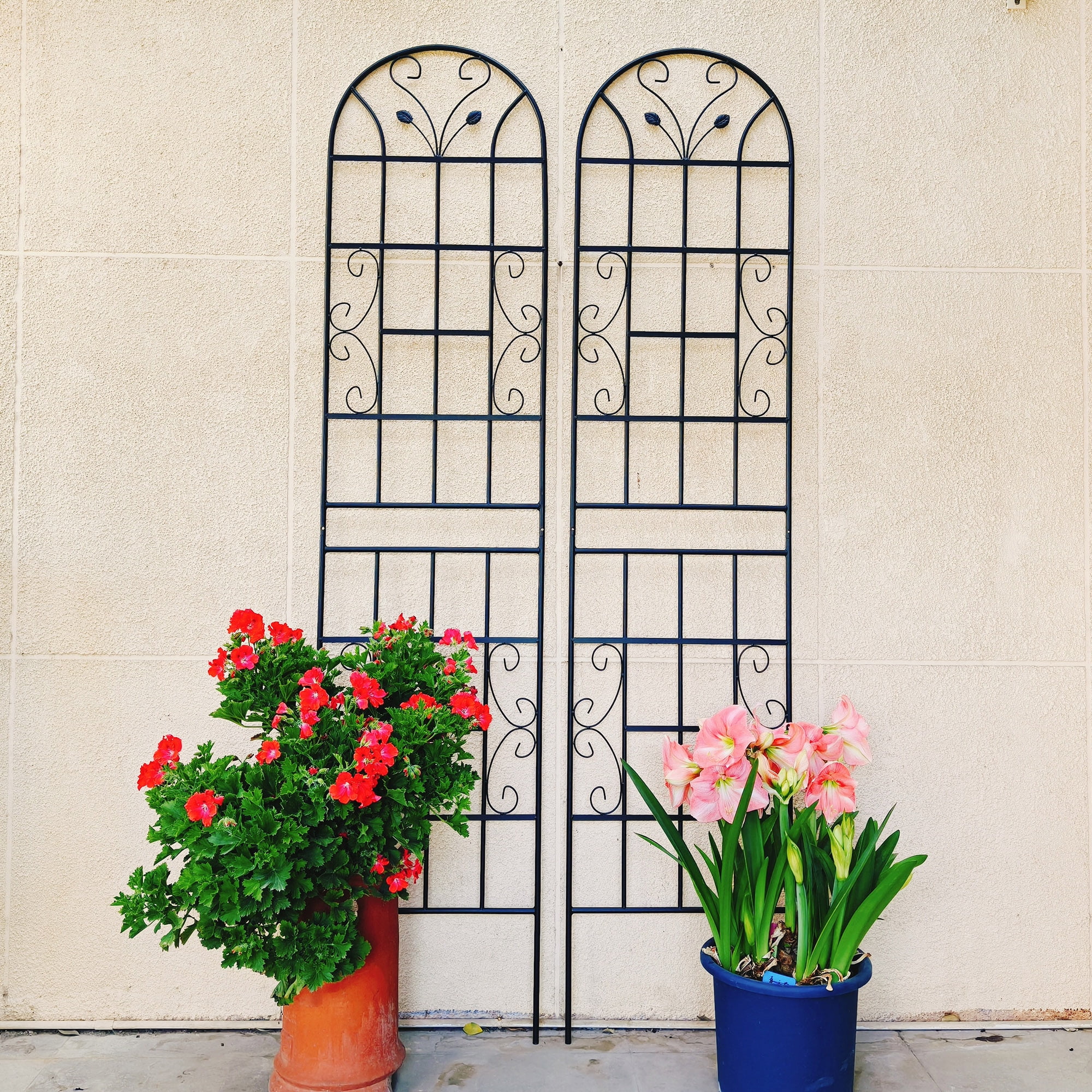 2 Pack Metal Garden Trellis Rustproof Trellis for Climbing Plants Outdoor Flower Support Black 86.7" x 19.7"