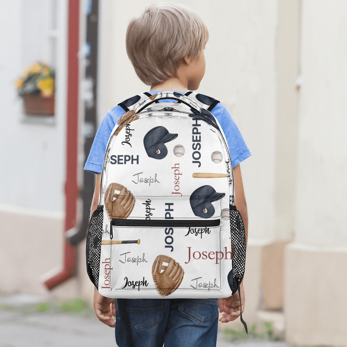 Jiaoprinted Custom Baseball Bat Cup Ball Backpack with Name, Personalized Lightweight Casual Daypack for Women Men, Customized 18 Inch Travel Back Pack