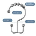 thumbnail image 5 of Siaomo Shower Curtain Rings Hooks, Premium Stainless Steel, Rustproof, Easy Glide, for Bathroom Shower Rods Curtains - Double Hooks-Set of 12, Chrome, 5 of 10