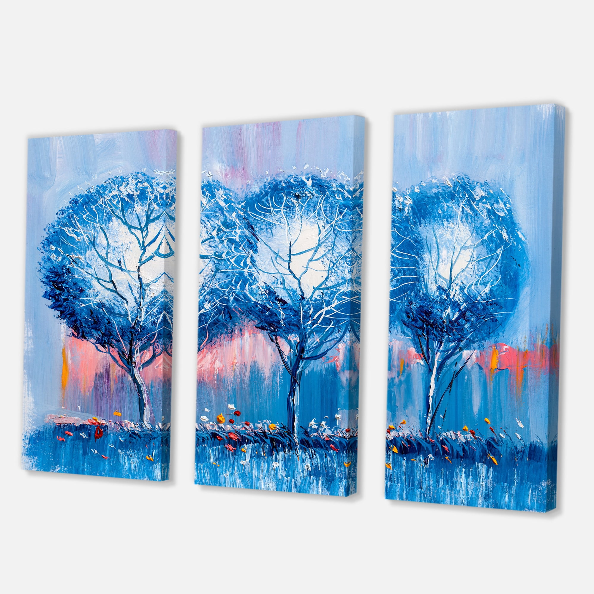 Designart ' Colourful Landscape Trees Impressionist III ' Modern Canvas Wall Art Print