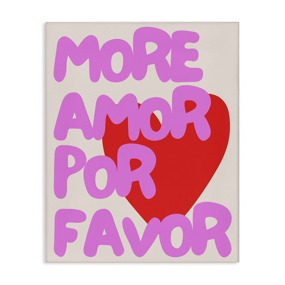 Stupell Industries Pink & Red More Amor Text & Numbers Painting Wrapped Canvas Art Print Wall Art, 16 x 20