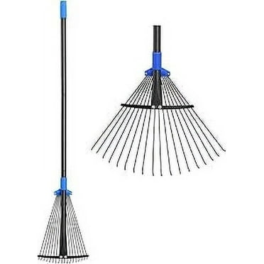 OLIYNEDY Adjustable Garden Leaf Rake 53 inch, Collapsible Metal Yard Rake for Leaves with Expandable Head 8-17"