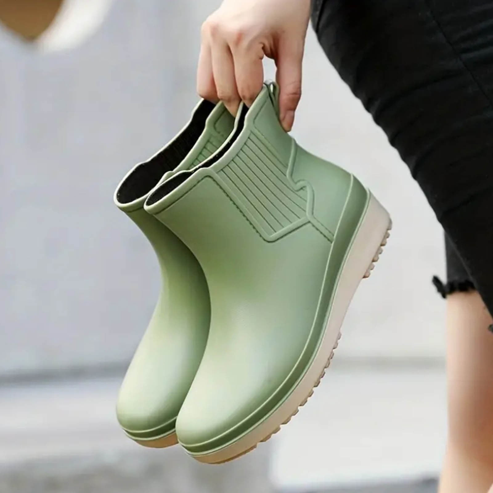 Juosiy Women's Ankle Rain Boots Walking Fishing Rubber Water-proof Outdoor Non Slip Work Shoes