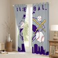 thumbnail image 3 of Homewish Baseball Print Black Out Curtains for Teen, Vintage Ball Sports Player Curtains Pack of 2 (42x63 Each), Grey Purple Cartoon Bedroom Curtains, Window Curtains Decor, 3 of 6