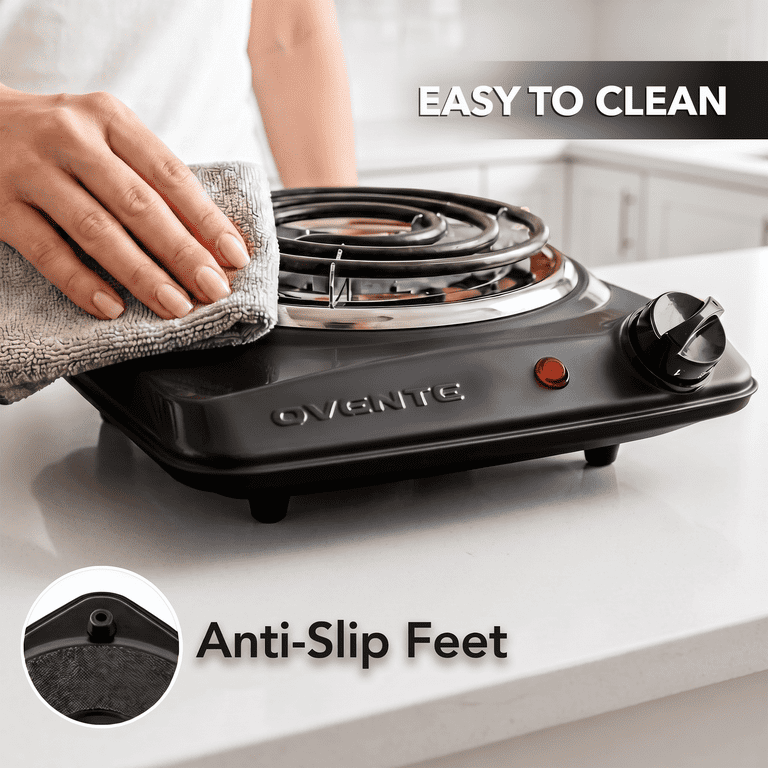 Ovente Electric Hot Plate, 1000W Single Burner, Black photo 8