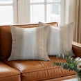 thumbnail image 3 of Throw Pillow Covers, Beige Ombre Striped Decorative Throw Pillow Covers 18x18 Inch, Beige Gradient Farmhouse Abstract Art Square Linen Pillow Cases for Couch/Living Room/Sofa, 3 of 9