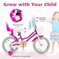 thumbnail image 6 of Costway 16" Kids Bicycle with Basket Doll Seat Colorful Streamers Training Wheels Pink, 6 of 11