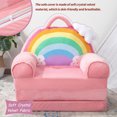 thumbnail image 5 of 2 in 1 Convertible Plush Kids Sofa Flip Open Sofa Seat with Pockets,Kid Couch Toddler Chair for Toddler Baby Girls, Rainbow, 5 of 8