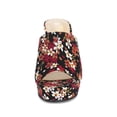 thumbnail image 6 of BLISSFUL STEP Women's Shoes Platform Sandals Floral Chunky Heels Slides Sandals Black 7, 6 of 7