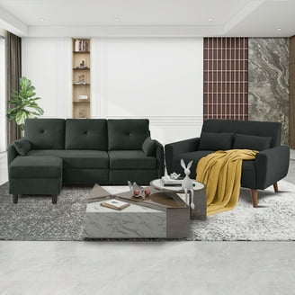 Walmart Furniture Living Room Couches, Gray Fabric Sofa Set with 1