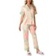 thumbnail image 1 of Conjunto de pijama de satén para mujer INSPIRE CHIC, top de seda con mangas cortas y pantalones, 2 piezas, L, rosa, 1 of 6