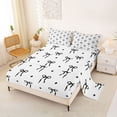 thumbnail image 2 of Erosebridal Kawaii Bow Bed Sheets for Girls Women, White Black Stars King Sheets, 4-Piece, 2 of 6