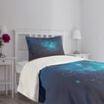 thumbnail image 5 of Ambesonne Astrology Quilted Bedspread Set 2 Pcs, Zodiac Signs in Space, Twin Size, Turquoise Blue and White, 5 of 6