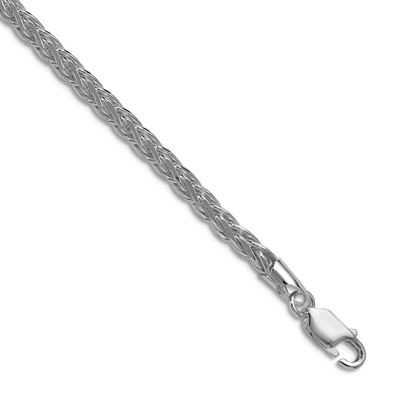 925 Sterling Silver Rhodium Plated 3.5mm Sparkle-Cut Square Spiga Chain Necklace 22 Inch Chain Necklace for Women and Me