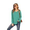 thumbnail image 1 of T-shirt Décontracté à Manches Longues Croisé Col Rond pour Femme, 1 of 8