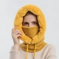 thumbnail image 3 of YooGuoGuo Winter Women 3in1 Knitted Ski Hat With Scarf Neck Warmer Fleece Lined Hood Face Mask Adult Balaclava For Outdoor Sports, 3 of 6