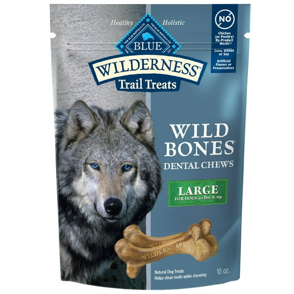 Blue Buffalo Wilderness Trail Treats Wild Bones, Large Dental Chews For Large Dogs, 10-oz.