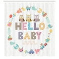 thumbnail image 3 of Ambesonne Party Shower Curtain, Hello Owls Pastel Colorful, 69"Wx70"L, Multicolor, 3 of 3