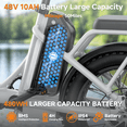 thumbnail image 4 of COCO 750W Foldable Electric Bike for Adults, 48V 10Ah Removable Battery Ebike, 16" × 4" Fat Tires, Lightweight Steel Frame, Front Suspension, White, 4 of 10