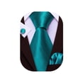 thumbnail image 5 of Set de Corbata Barry.Wang para Hombre en Seda Verde Azulado con Pañuelo y Gemelos, 5 of 5