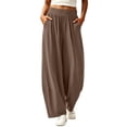 thumbnail image 2 of Lenago Women's Solid Color Jogger Style Casual Pants with Elastic Waist and Pockets Comfortable Relaxed Fit Trousers for Athleisure Home Workout, 2 of 9