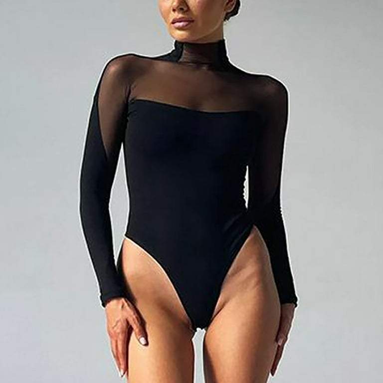 bvgfsahne Mesh Bodysuit for Women Crew Neck Long Sleeve Body Suits Sheer  Tops Cloud Pro Collection 
