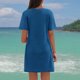 thumbnail image 5 of Traje de baño de bikini informal de color liso con escote en V y manga corta con trenzado lateral para mujer, camisa de playa de poliéster para mujer, 5 of 7
