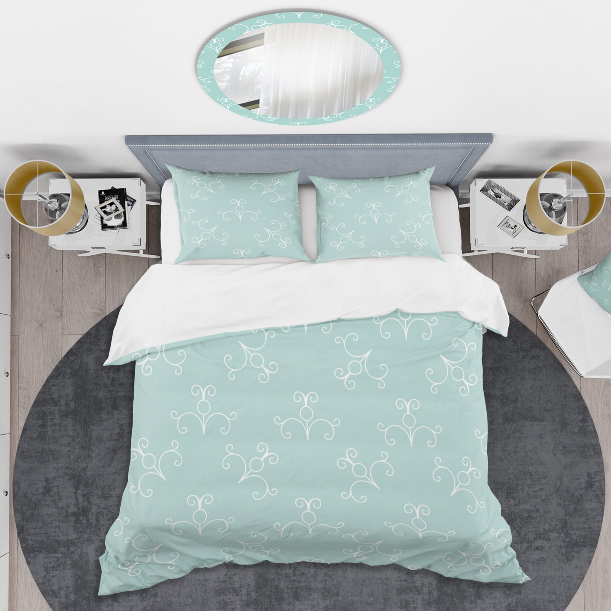 Designart 'Turquoise Minimal Ornament' Mid-Century Modern Duvet Cover Set
