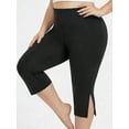 thumbnail image 4 of FlorCurve Plus Size Capri Leggings for WomenTummy Control Cropped Pants Stretch Yoga Leggings, Black 4XL, 4 of 7