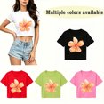 thumbnail image 7 of Women's Summer Cropped T Shirts Watercolor Flower Graphic Print tees Short Sleeve Casual Crop Tops, 7 of 7