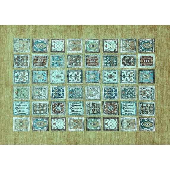 Ahgly Company Indoor Rectangle Abstract Light Blue Modern Area Rugs, 7' x 9'