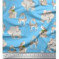thumbnail image 1 of Soimoi Tissu en Rayonne Cerf, Tissu Imprimé pour Enfants Elephant & Rabbit au Mètre 42 Pouces de Large, 1 of 2