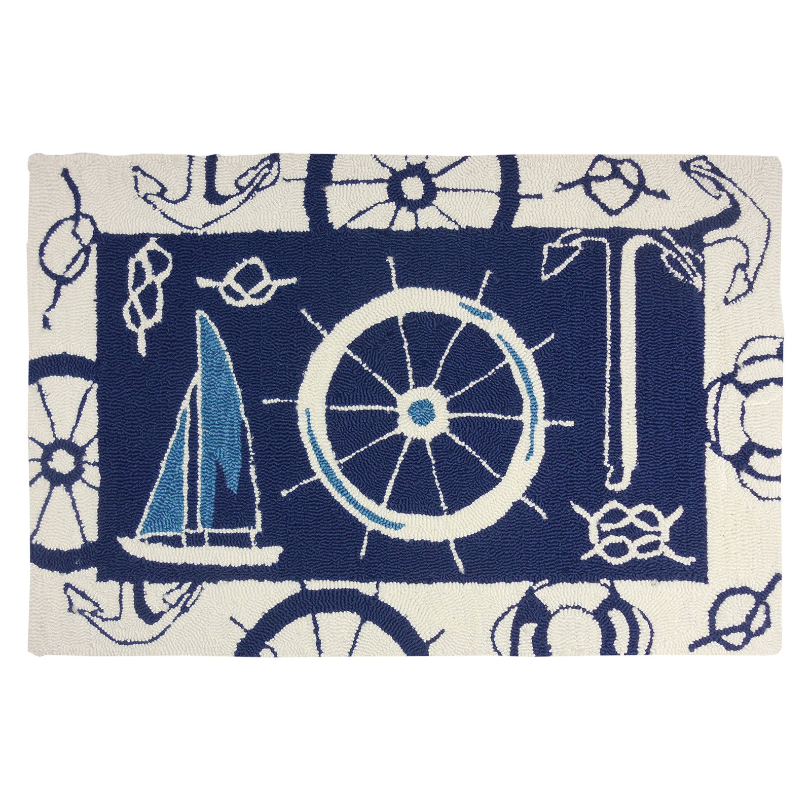 Homefires Blue Nautical Indoor/Outdoor Accent Rug - Walmart.com
