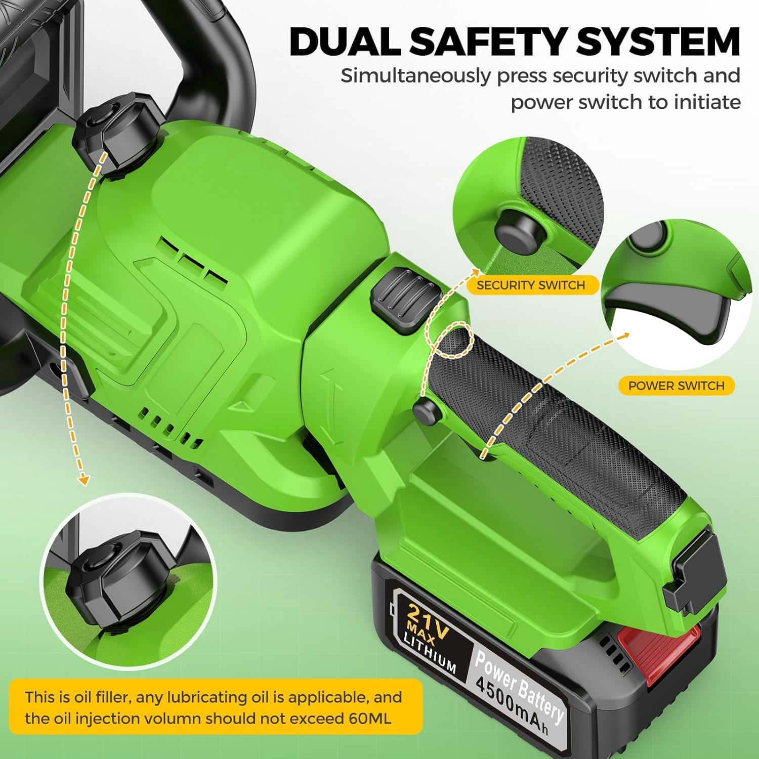 20 Inch Cordless Hedge Trimmer with 2 Batteries, 21V Electric Brushless Garden Tool for Tree and Lawn