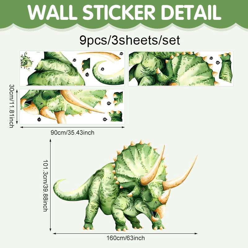 Realistic T-Rex Dinosaur Wall Decals for Kids Room - Large Removable Vinyl Tyrannosaurus Dino Wall Stickers for Boys Bedroom, Living Room, Baby Nursery Wall Art Decor (Green)