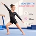 thumbnail image 3 of Gymnastics Leotards for Girls, Long Sleeve Sparkly Rhinestone Dance Unitards Biketards with Shorts for 5-10 Years, 3 of 9