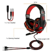 TSV Gaming Headset Fit for PS5 PS4 PC Xbox Nintendo Switch, USB + 3.5mm Wired Headphones with Microphone, Stereo Surround Sound Noise Canceling Over-Ear Headphones Fit for Laptops Tablets Phones