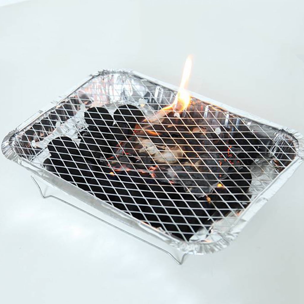 Gieenan Portable Barbecue BBQ Grill with Charcoal Disposable Aluminum Foil for Home Outdoor Travel Fishing Camping