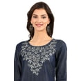thumbnail image 6 of Round Neck Yarn-dyed Kurta - Dark Blue-XX Large, 6 of 6