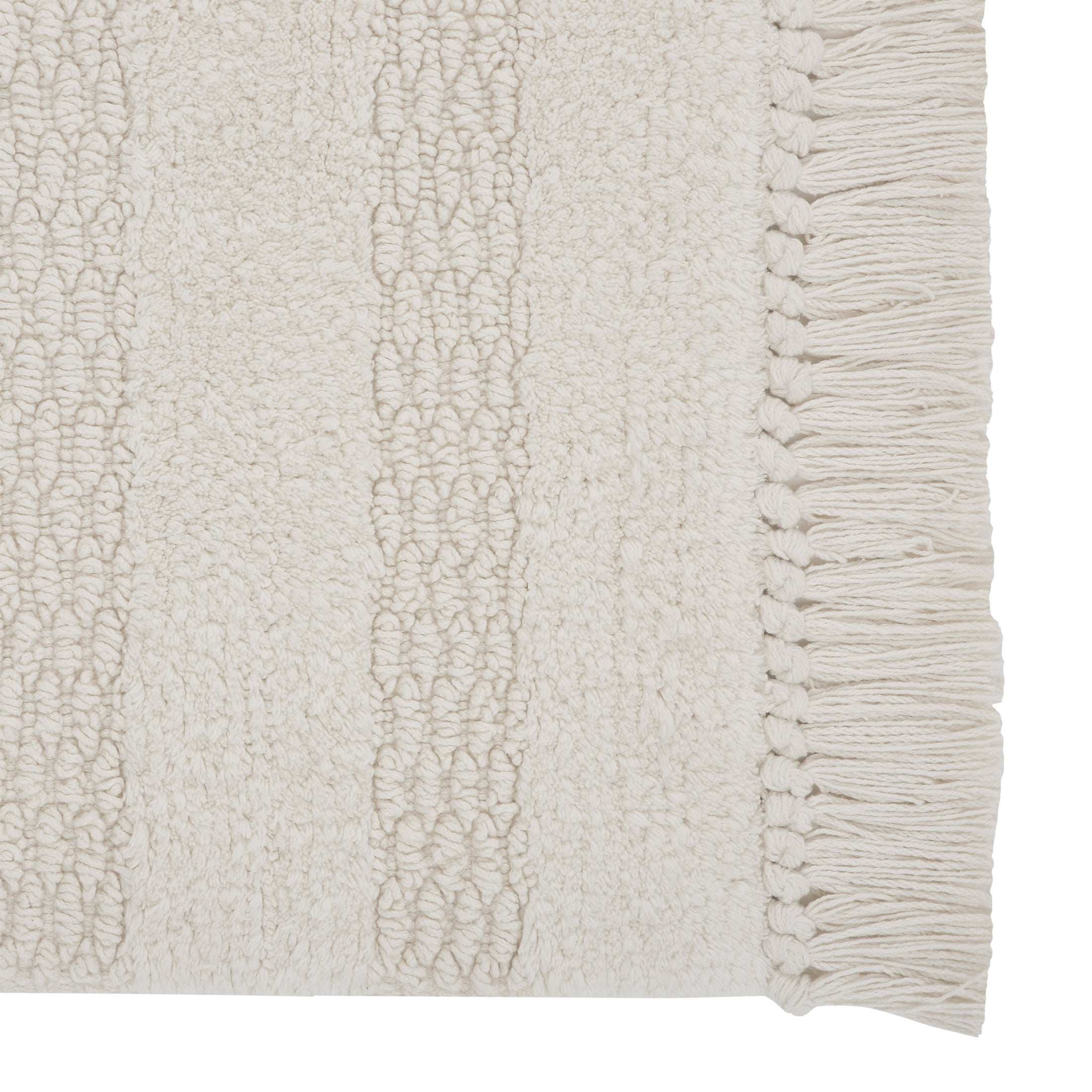 My Texas House Lancaster Fringe Cotton Bath Runner, Ivory, 24" x 60"