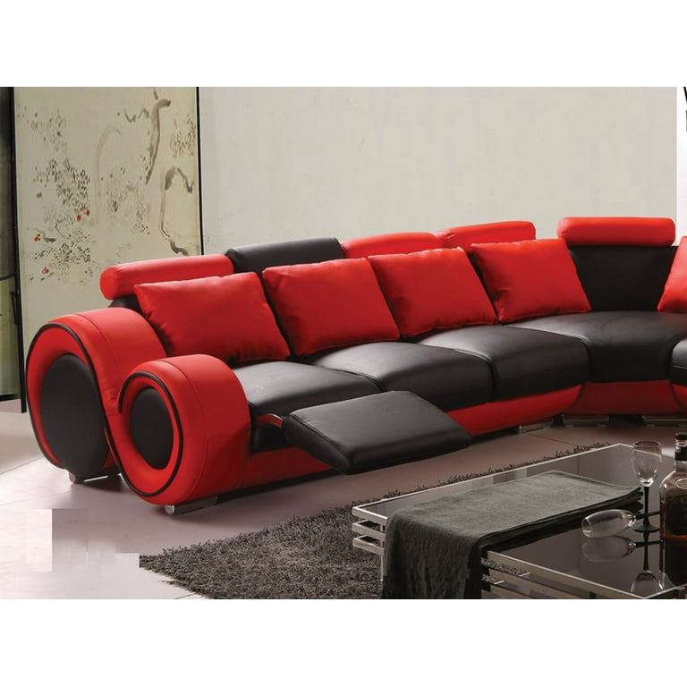 Red reclining sectional discount